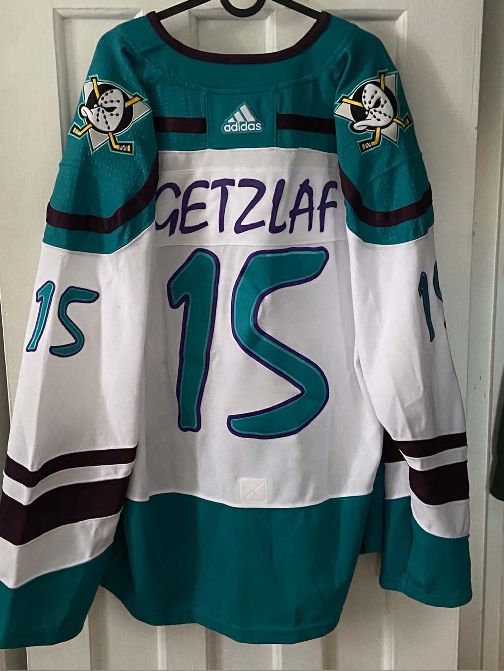 Adidas Getzlaf #15 Teal and White Anaheim Ducks Hockey Retro Reverse Jersey